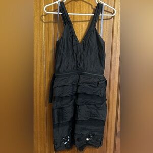 Size 4 Vera Wang Lavender Label Black Ruffled Dress